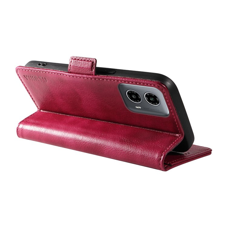 YIKATU YK-007 For Motorola Moto G45 5G / G34 5G Case PU Leather Wallet Protective Phone Cover - Wine Red