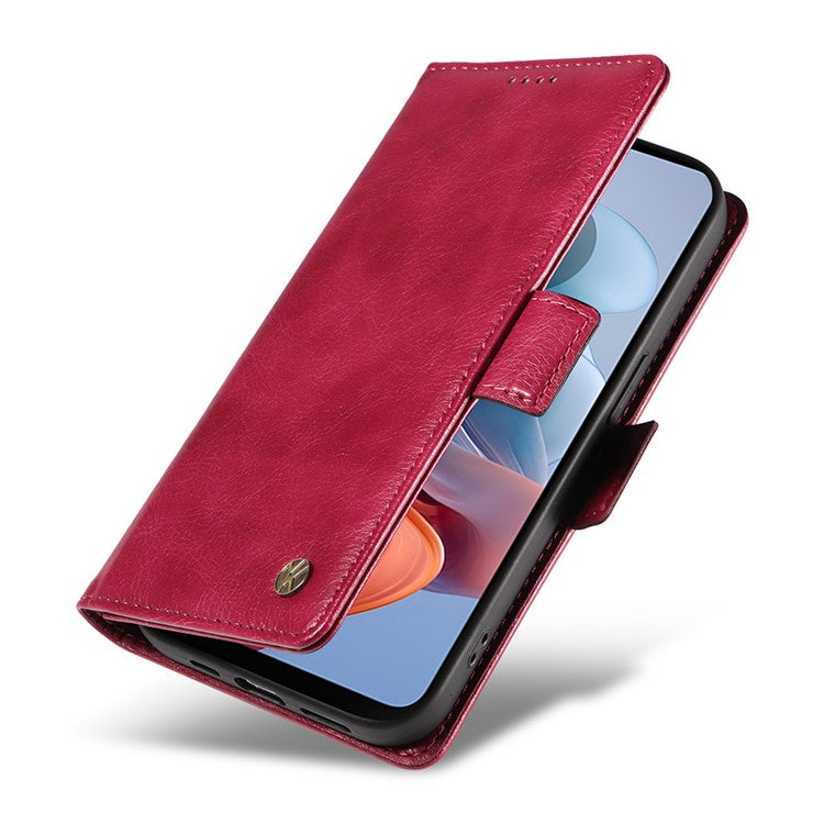 YIKATU YK-007 For Motorola Moto G45 5G / G34 5G Case PU Leather Wallet Protective Phone Cover - Wine Red