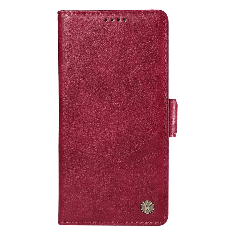 YIKATU YK-007 For Motorola Moto G45 5G / G34 5G Case PU Leather Wallet Protective Phone Cover - Wine Red