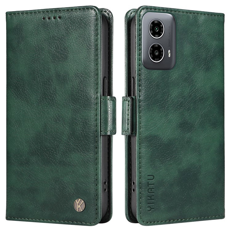 YIKATU YK-007 For Motorola Moto G45 5G / G34 5G Case PU Leather Wallet Protective Phone Cover - Green