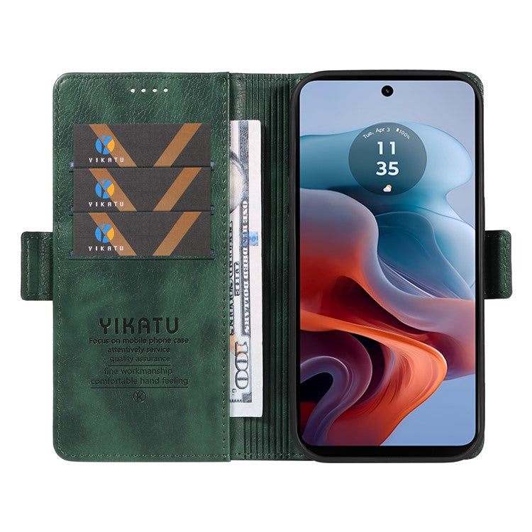 YIKATU YK-007 For Motorola Moto G45 5G / G34 5G Case PU Leather Wallet Protective Phone Cover - Green