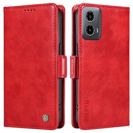 YIKATU YK-007 For Motorola Moto G45 5G / G34 5G Case PU Leather Wallet Protective Phone Cover - Red