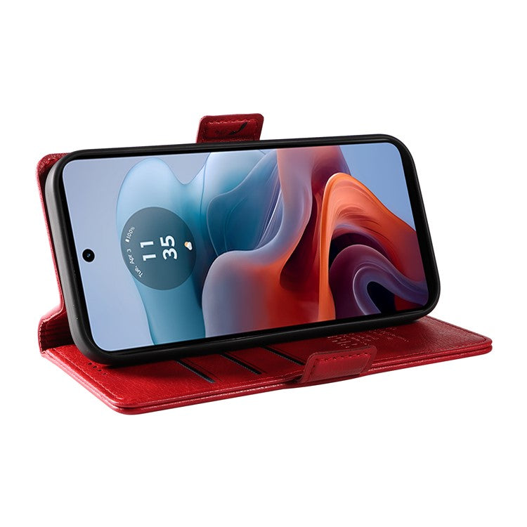 YIKATU YK-007 For Motorola Moto G45 5G / G34 5G Case PU Leather Wallet Protective Phone Cover - Red
