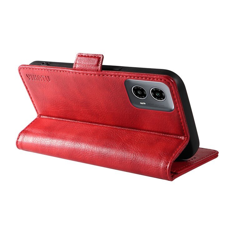 YIKATU YK-007 For Motorola Moto G45 5G / G34 5G Case PU Leather Wallet Protective Phone Cover - Red