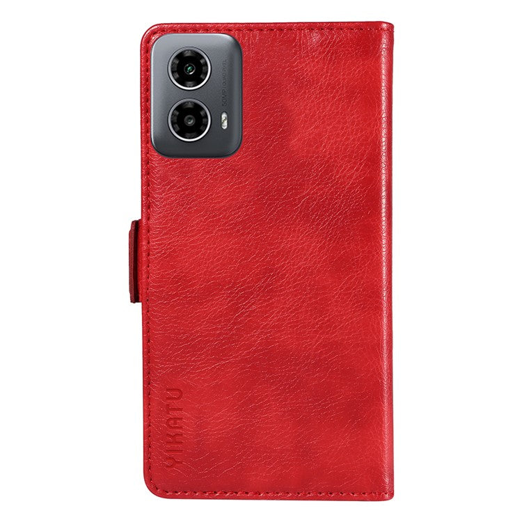 YIKATU YK-007 For Motorola Moto G45 5G / G34 5G Case PU Leather Wallet Protective Phone Cover - Red