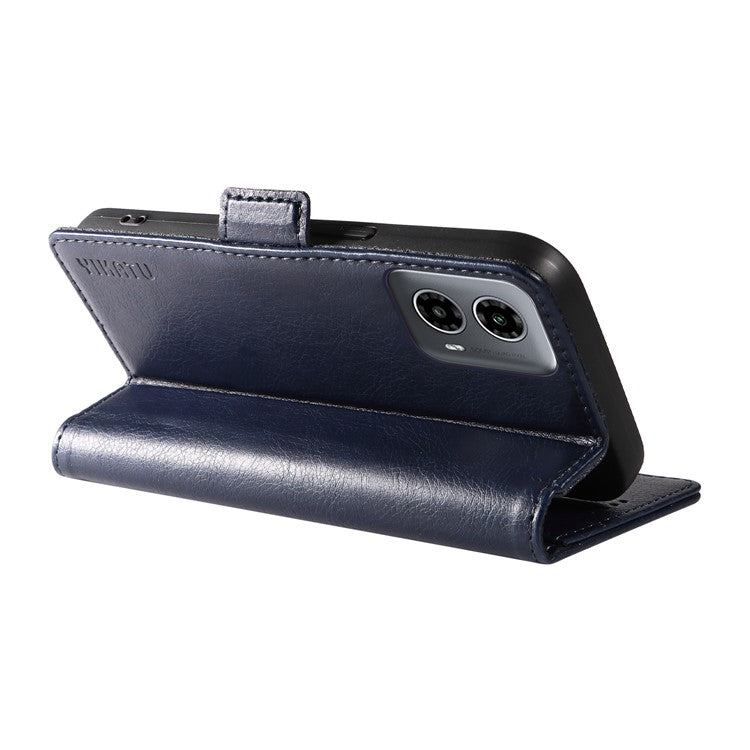 YIKATU YK-007 For Motorola Moto G45 5G / G34 5G Case PU Leather Wallet Protective Phone Cover - Navy Blue