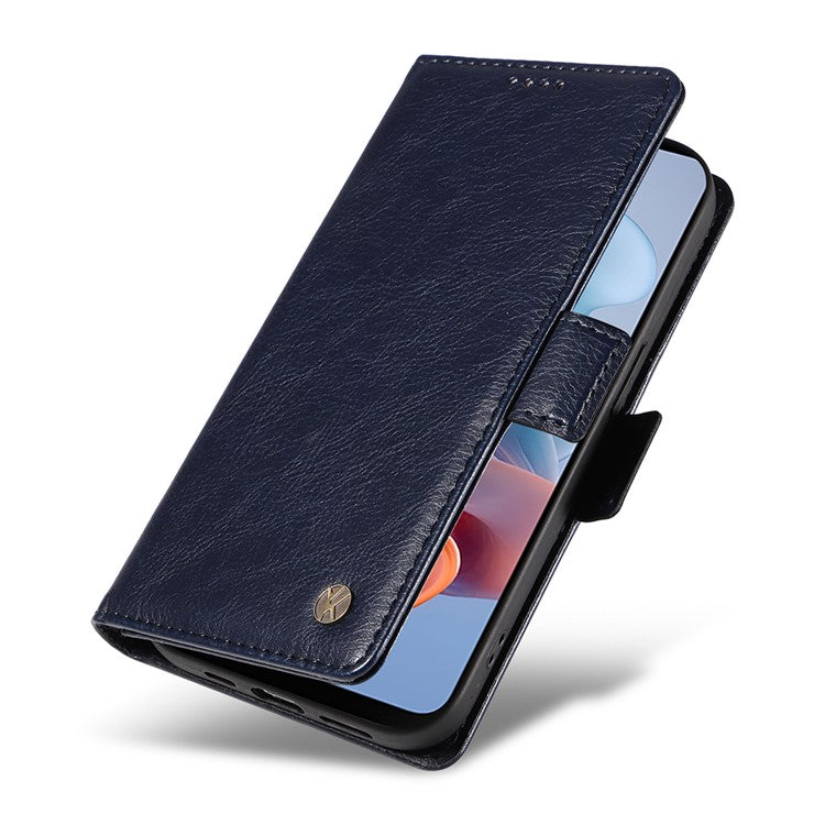 YIKATU YK-007 For Motorola Moto G45 5G / G34 5G Case PU Leather Wallet Protective Phone Cover - Navy Blue