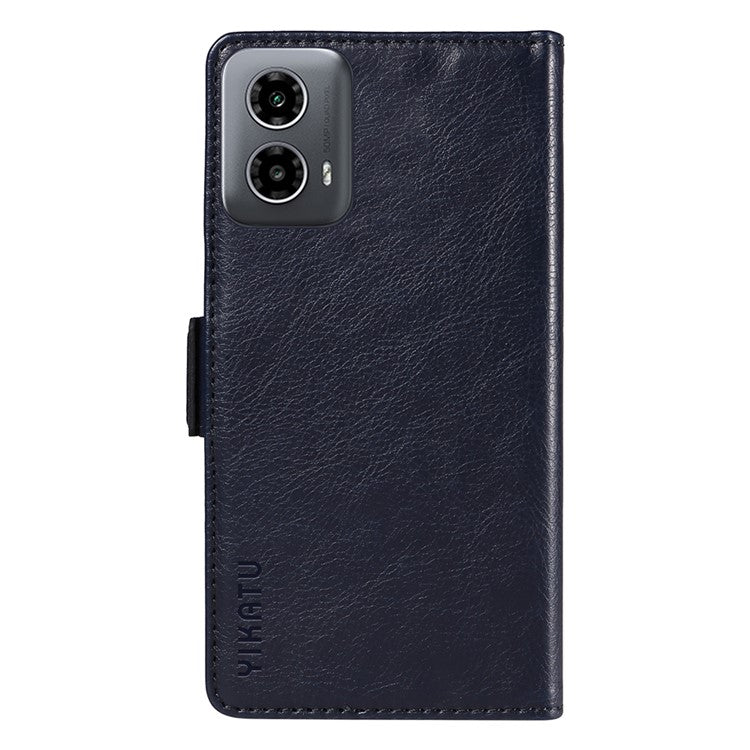 YIKATU YK-007 For Motorola Moto G45 5G / G34 5G Case PU Leather Wallet Protective Phone Cover - Navy Blue