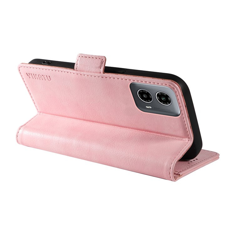 YIKATU YK-007 For Motorola Moto G45 5G / G34 5G Case PU Leather Wallet Protective Phone Cover - Pink