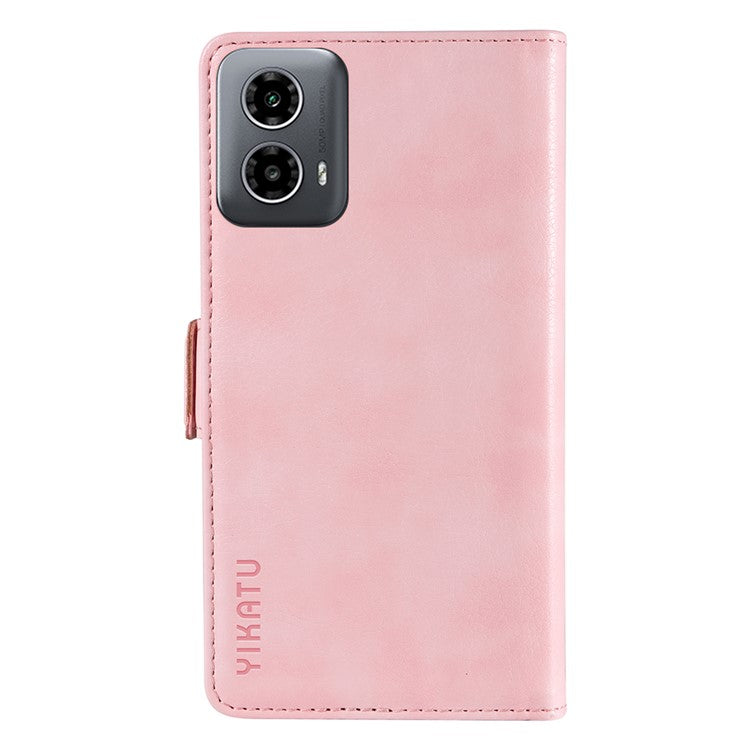 YIKATU YK-007 For Motorola Moto G45 5G / G34 5G Case PU Leather Wallet Protective Phone Cover - Pink