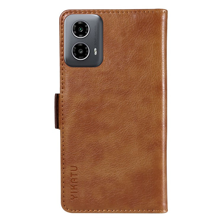 YIKATU YK-007 For Motorola Moto G45 5G / G34 5G Case PU Leather Wallet Protective Phone Cover - Brown