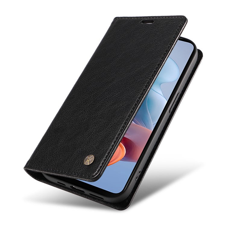 YIKATU YK-006 For Motorola Moto G34 5G Case Leather Phone Cover Litchi Texture Magnetic Closure - Black