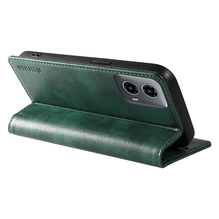 YIKATU YK-006 For Motorola Moto G34 5G Case Leather Phone Cover Litchi Texture Magnetic Closure - Green