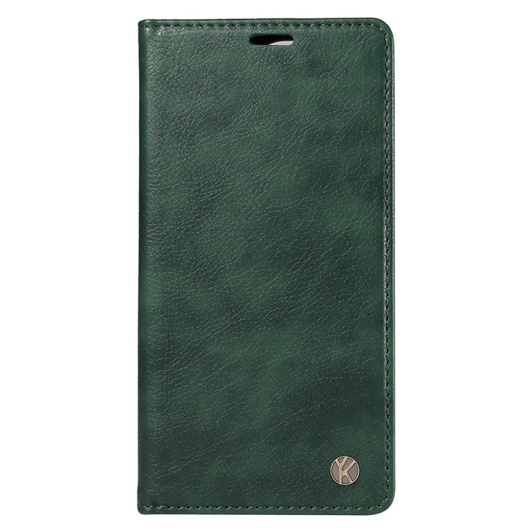YIKATU YK-006 For Motorola Moto G34 5G Case Leather Phone Cover Litchi Texture Magnetic Closure - Green
