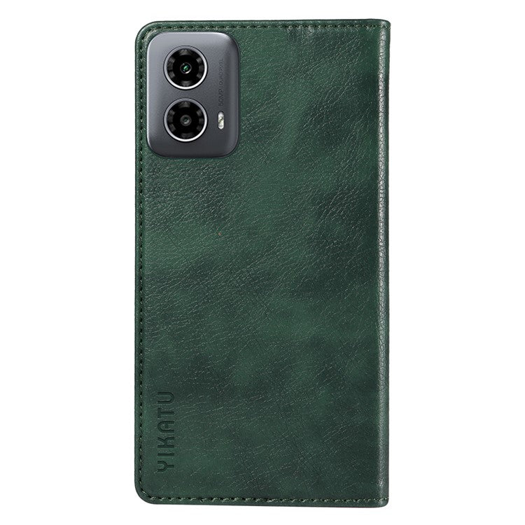 YIKATU YK-006 For Motorola Moto G34 5G Case Leather Phone Cover Litchi Texture Magnetic Closure - Green