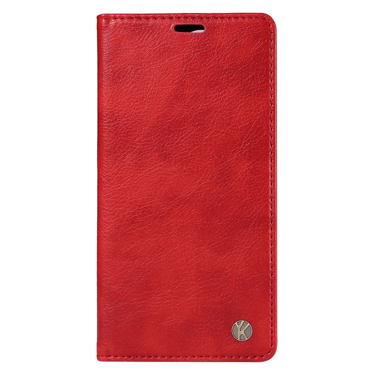 YIKATU YK-006 For Motorola Moto G34 5G Case Leather Phone Cover Litchi Texture Magnetic Closure - Red