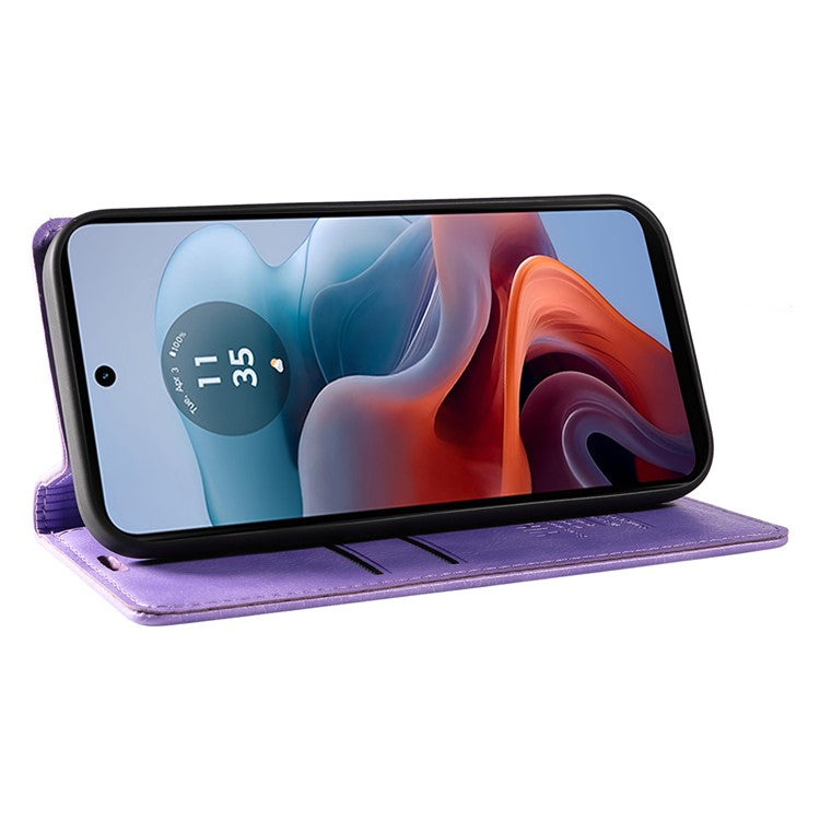 YIKATU YK-006 For Motorola Moto G34 5G Case Leather Phone Cover Litchi Texture Magnetic Closure - Purple