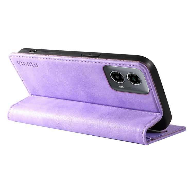 YIKATU YK-006 For Motorola Moto G34 5G Case Leather Phone Cover Litchi Texture Magnetic Closure - Purple