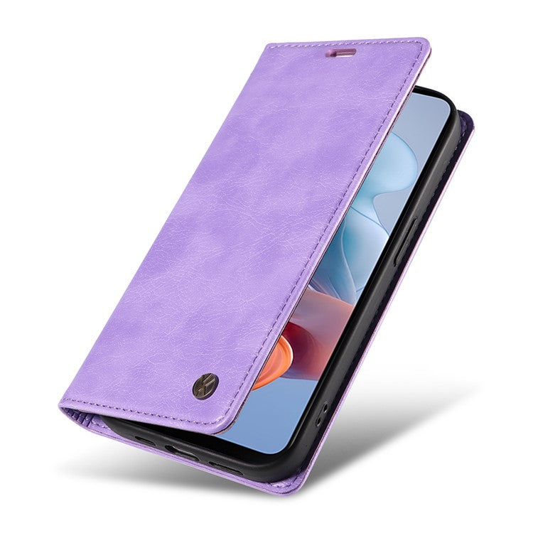 YIKATU YK-006 For Motorola Moto G34 5G Case Leather Phone Cover Litchi Texture Magnetic Closure - Purple