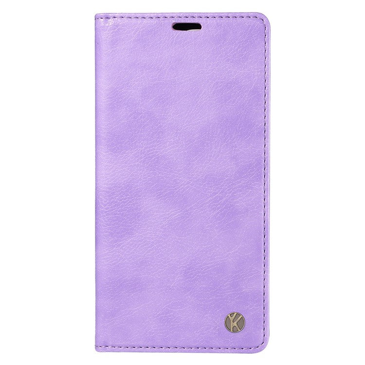YIKATU YK-006 For Motorola Moto G34 5G Case Leather Phone Cover Litchi Texture Magnetic Closure - Purple