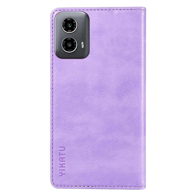 YIKATU YK-006 For Motorola Moto G34 5G Case Leather Phone Cover Litchi Texture Magnetic Closure - Purple
