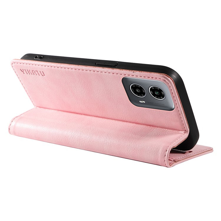 YIKATU YK-006 For Motorola Moto G34 5G Case Leather Phone Cover Litchi Texture Magnetic Closure - Pink