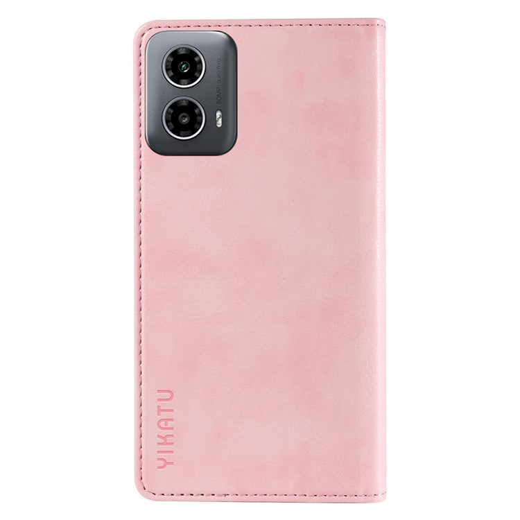 YIKATU YK-006 For Motorola Moto G34 5G Case Leather Phone Cover Litchi Texture Magnetic Closure - Pink