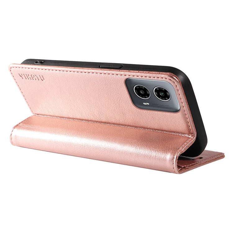 YIKATU YK-006 For Motorola Moto G34 5G Case Leather Phone Cover Litchi Texture Magnetic Closure - Rose Gold