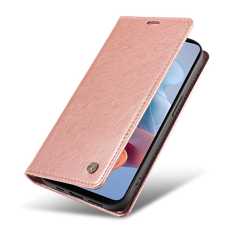 YIKATU YK-006 For Motorola Moto G34 5G Case Leather Phone Cover Litchi Texture Magnetic Closure - Rose Gold