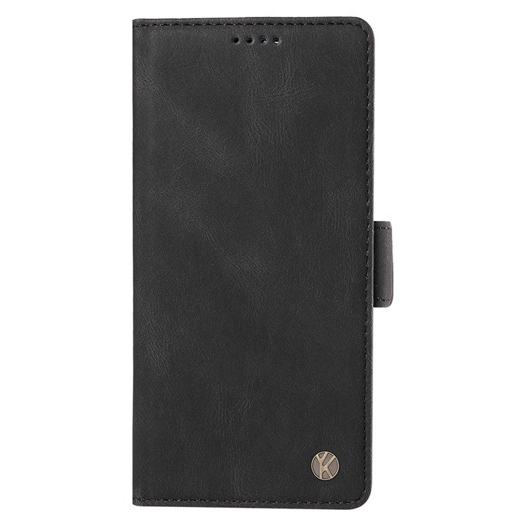 YIKATU YK-005 For Motorola Moto G45 5G / G34 5G Case Card Slot Skin-Touch Leather Magnetic Clasp Phone Cover - Black