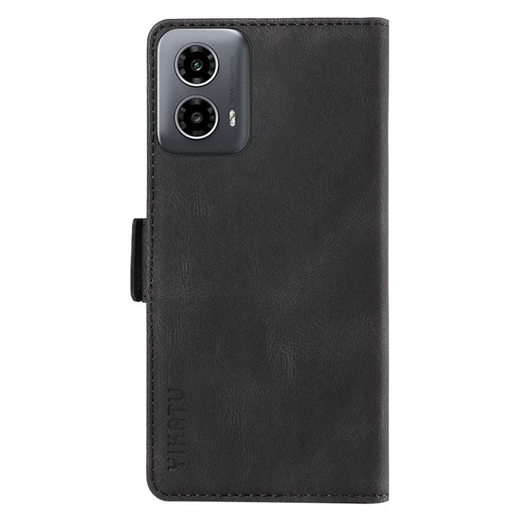 YIKATU YK-005 For Motorola Moto G45 5G / G34 5G Case Card Slot Skin-Touch Leather Magnetic Clasp Phone Cover - Black