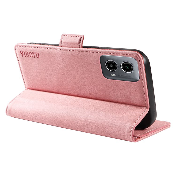 YIKATU YK-005 For Motorola Moto G45 5G / G34 5G Case Card Slot Skin-Touch Leather Magnetic Clasp Phone Cover - Pink