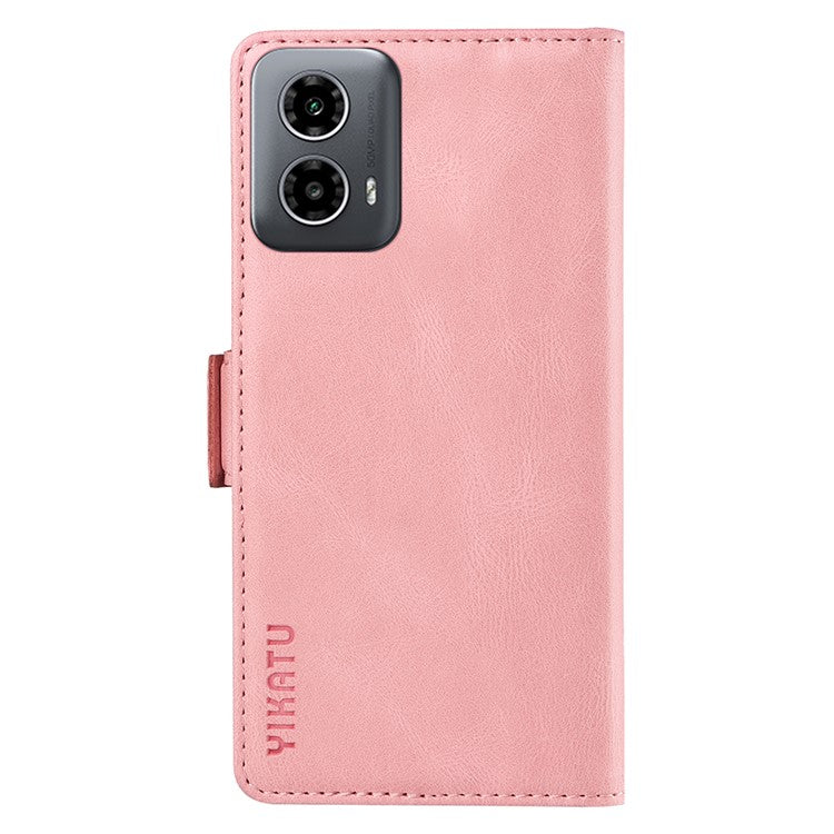 YIKATU YK-005 For Motorola Moto G45 5G / G34 5G Case Card Slot Skin-Touch Leather Magnetic Clasp Phone Cover - Pink