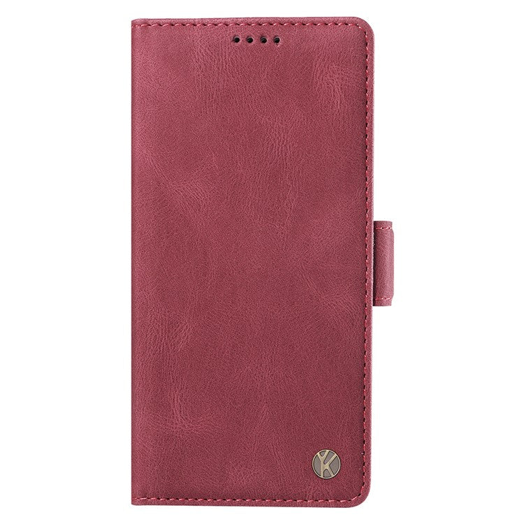 YIKATU YK-005 For Motorola Moto G45 5G / G34 5G Case Card Slot Skin-Touch Leather Magnetic Clasp Phone Cover - Wine Red