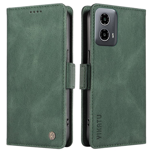 YIKATU YK-005 For Motorola Moto G45 5G / G34 5G Case Card Slot Skin-Touch Leather Magnetic Clasp Phone Cover - Green