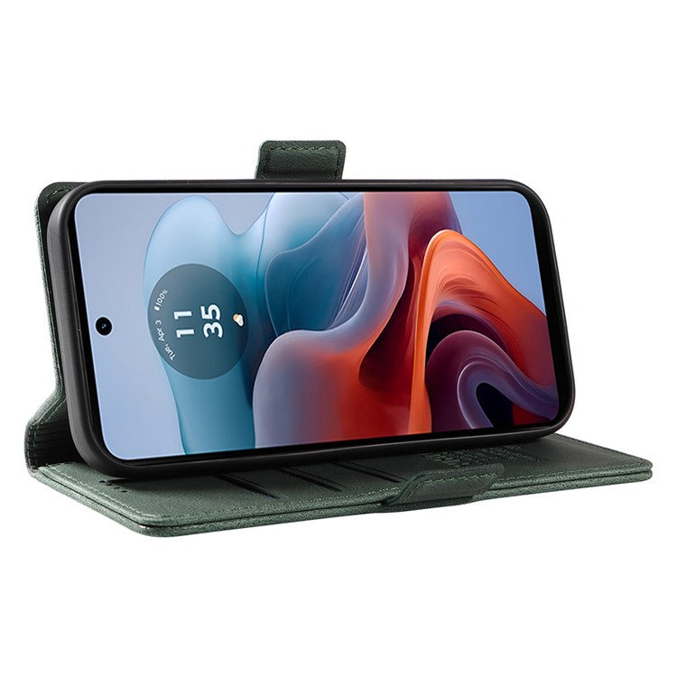 YIKATU YK-005 For Motorola Moto G45 5G / G34 5G Case Card Slot Skin-Touch Leather Magnetic Clasp Phone Cover - Green
