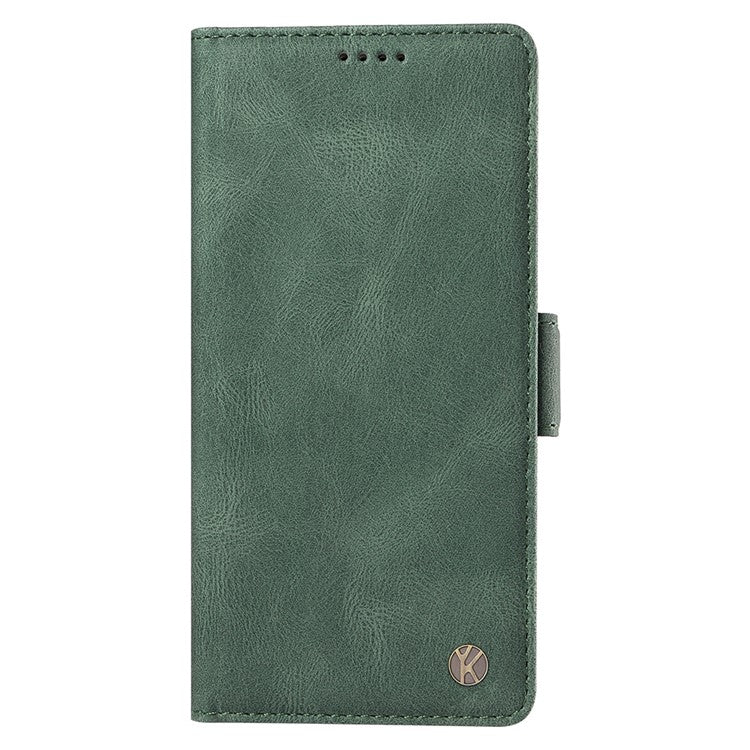 YIKATU YK-005 For Motorola Moto G45 5G / G34 5G Case Card Slot Skin-Touch Leather Magnetic Clasp Phone Cover - Green
