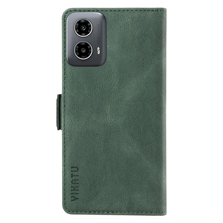 YIKATU YK-005 For Motorola Moto G45 5G / G34 5G Case Card Slot Skin-Touch Leather Magnetic Clasp Phone Cover - Green