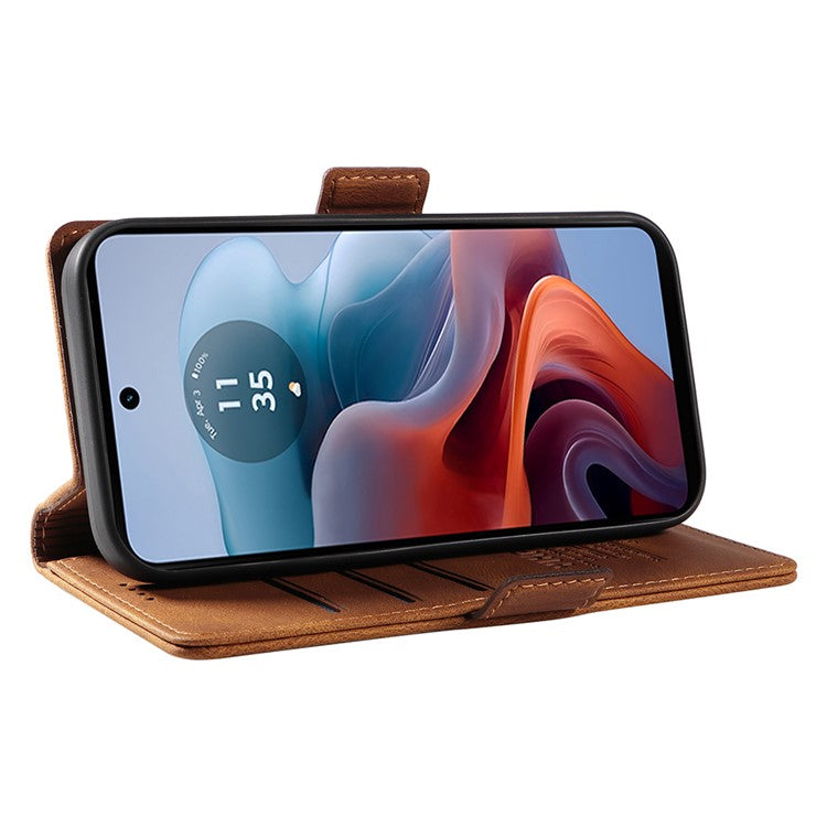 YIKATU YK-005 For Motorola Moto G45 5G / G34 5G Case Card Slot Skin-Touch Leather Magnetic Clasp Phone Cover - Brown
