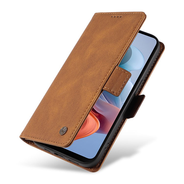 YIKATU YK-005 For Motorola Moto G45 5G / G34 5G Case Card Slot Skin-Touch Leather Magnetic Clasp Phone Cover - Brown