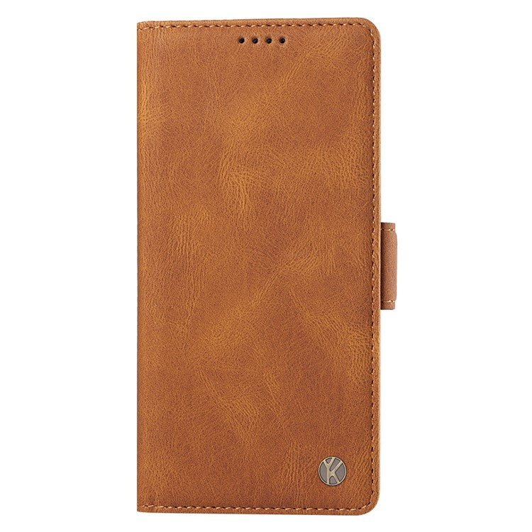 YIKATU YK-005 For Motorola Moto G45 5G / G34 5G Case Card Slot Skin-Touch Leather Magnetic Clasp Phone Cover - Brown