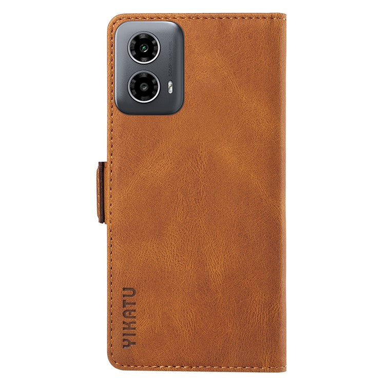 YIKATU YK-005 For Motorola Moto G45 5G / G34 5G Case Card Slot Skin-Touch Leather Magnetic Clasp Phone Cover - Brown