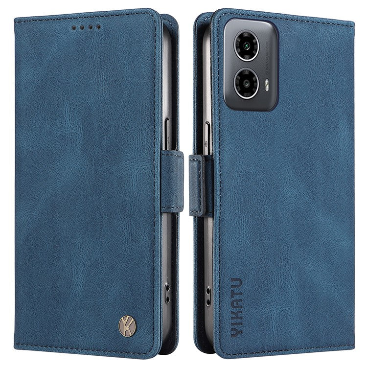 YIKATU YK-005 For Motorola Moto G45 5G / G34 5G Case Card Slot Skin-Touch Leather Magnetic Clasp Phone Cover - Blue