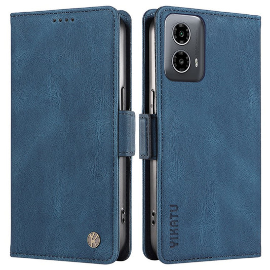 YIKATU YK-005 For Motorola Moto G45 5G / G34 5G Case Card Slot Skin-Touch Leather Magnetic Clasp Phone Cover - Blue