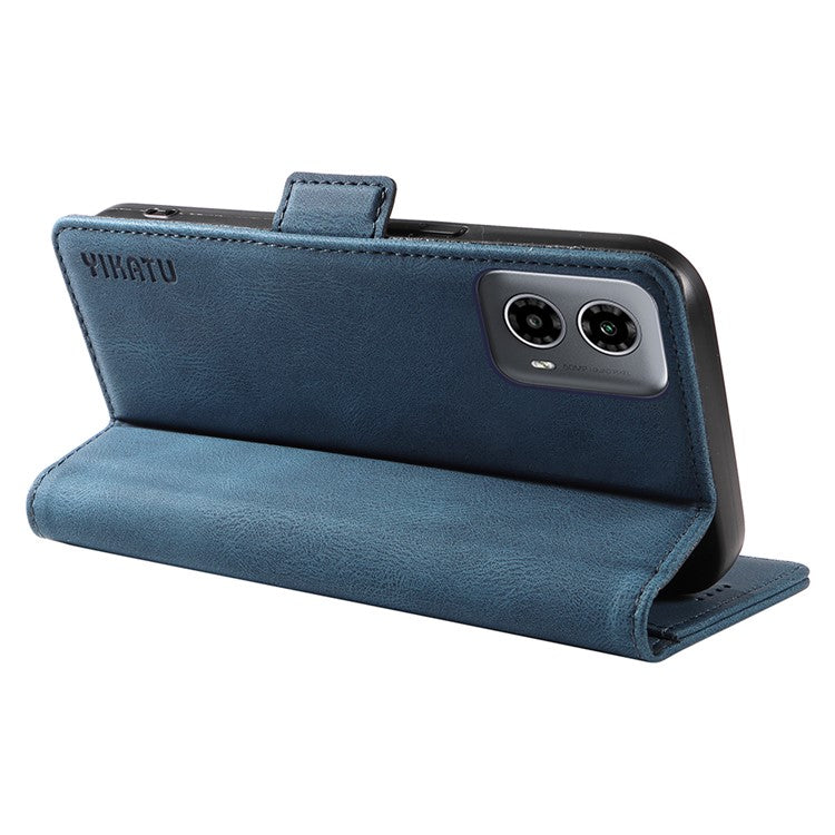 YIKATU YK-005 For Motorola Moto G45 5G / G34 5G Case Card Slot Skin-Touch Leather Magnetic Clasp Phone Cover - Blue