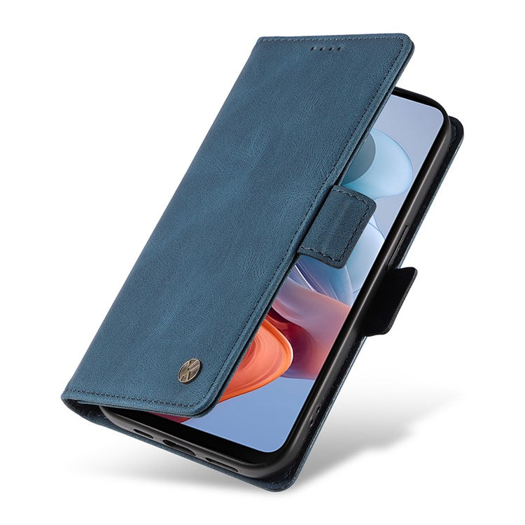 YIKATU YK-005 For Motorola Moto G45 5G / G34 5G Case Card Slot Skin-Touch Leather Magnetic Clasp Phone Cover - Blue