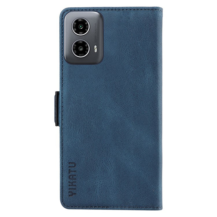 YIKATU YK-005 For Motorola Moto G45 5G / G34 5G Case Card Slot Skin-Touch Leather Magnetic Clasp Phone Cover - Blue