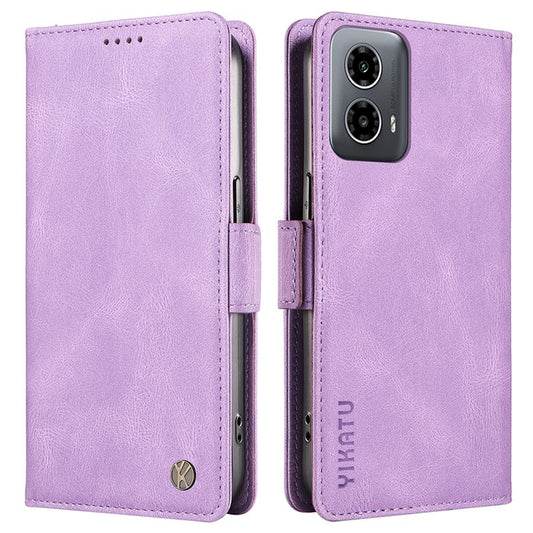 YIKATU YK-005 For Motorola Moto G45 5G / G34 5G Case Card Slot Skin-Touch Leather Magnetic Clasp Phone Cover - Purple