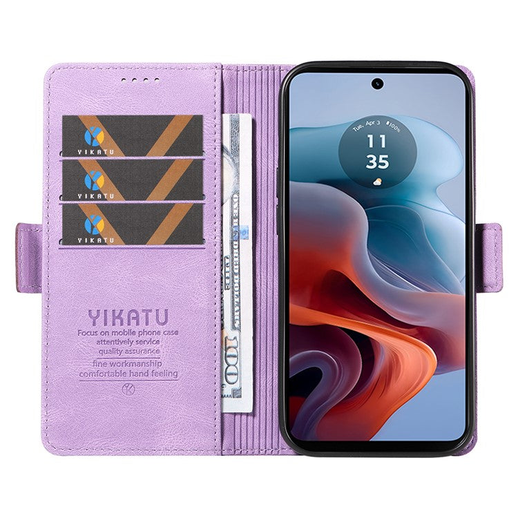 YIKATU YK-005 For Motorola Moto G45 5G / G34 5G Case Card Slot Skin-Touch Leather Magnetic Clasp Phone Cover - Purple