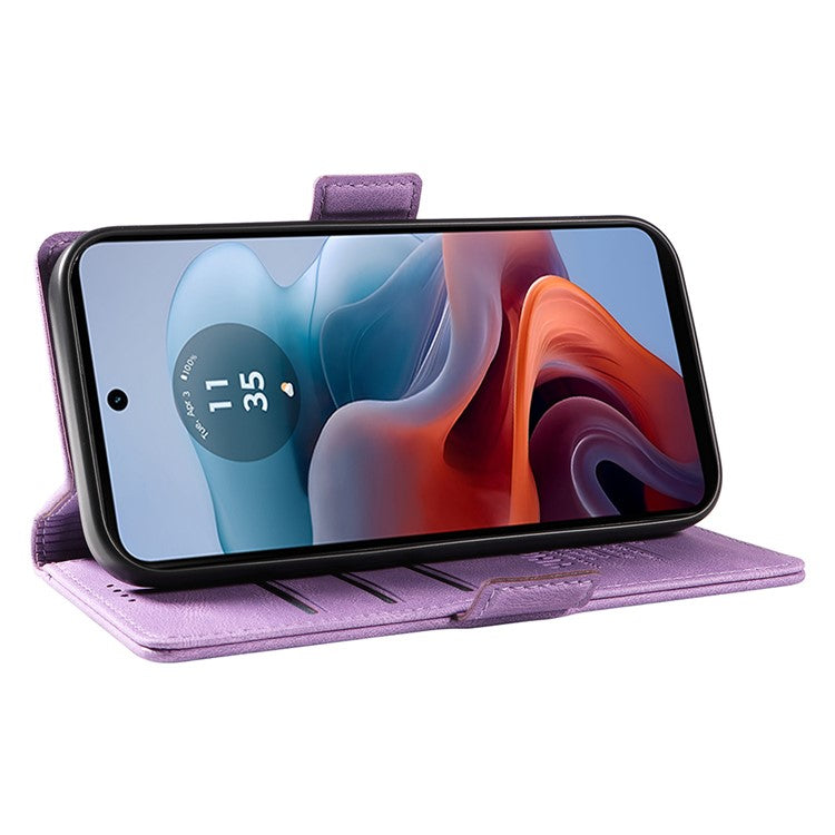 YIKATU YK-005 For Motorola Moto G45 5G / G34 5G Case Card Slot Skin-Touch Leather Magnetic Clasp Phone Cover - Purple